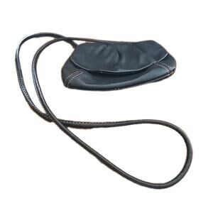 Y2k Fossil Black Leather Fold Over Flap Hipster Casual Sling Crossbody Bag Purse